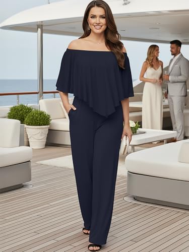 Image of KOH KOH Womens Long Pant Strapless Off Shoulder Pockets One Piece Jumpsuit