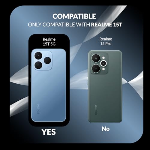Image of Back Cover Case + Screen Protector for Realme 15T 5G | Transparent & Black Mobile Phone Back Case Cover for Realme 15 T | Camera Protection | Realme 15T 5G TPU & PC Black Back Cover Case
