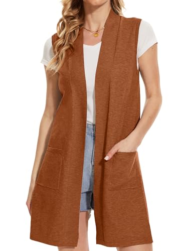 Image of Beautiful Nomad Sleeveless Cardigans for Women Long Sweater Vest