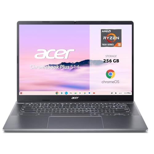 Acer Chromebook Plus 514 - Ordenador Portátil de Google 14'' FullHD (AMD Ryzen 3 7320C, 8GB RAM, 256GB SSD, ChromeOS) Gris, QWERTY + 1 año de Google AI Pro con Gemini Pro y 2TB de Almacenamiento