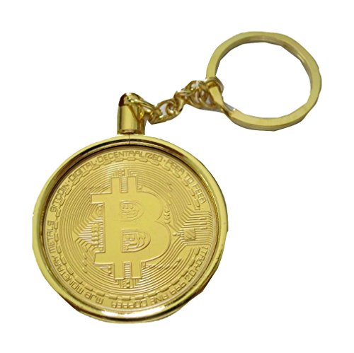 Bitcoin Physical Display Metal Novelty Keyring Keychain in Velvet Pouch by TrendyLuz