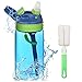 flintronic Botella Agua con Pajitas, Botella de Agua para Niños, 480ml/16OZ Botella a prueba de Fugas, Grado alimenticio PP Plástico, para Deportes y Aire Libre, Azul