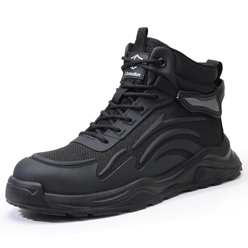 Image of Steel Toe Shoes for Men, Lightweight Safety Work Shoes, Breathable Puncture-Resistant Work Shoes for Warehouse, Factory and Light Construction