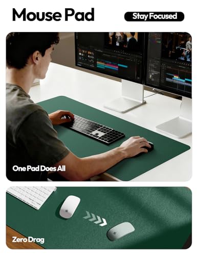 Image of YSAGi Leather Desk Pad Protector, Office Desk Mat, Large Mouse Pad, Non-Slip PU Leather Desk Blotter, Laptop Desk Pad, Waterproof Desk Writing Pad for Office and Home (Seafoam Green, 23.6 inch x 13.8 inch)