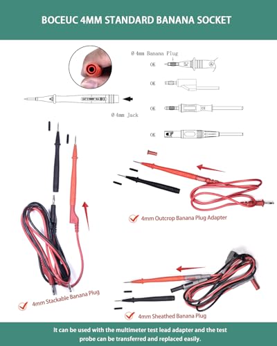 Image of Industrial Test Probes, Multimeter Probes Set 1000V Voltage, 10A Current for Fluke Test Leads