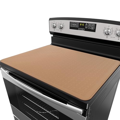 Stove Top Cover for Electric Stove - Silicone Stove Mat for Glass Top, Glass Cooktop Protector, XL Dish Drying Mats For Kitchen,Oven Covers for Electric Stove (Caramel,30 x 21)