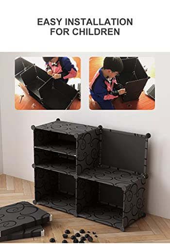 Image of Shoe Rack Multipurpose 5 Shelves Shoe Rack with Zip Door Cover & Side Pockets, Multiuse Wide Shelve,Rack for Footwear, Toys, Clothes (Black, 4-Layer)