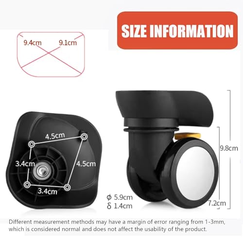 Luggage Wheels Replacement for Suitcase, Spinner 2 Wear-Resistant Mute Suitcase Rubber Swivel Caster Wheels Repair Kits Roller Tourister Travel Trunk Caster Luggage Replacement Kit2