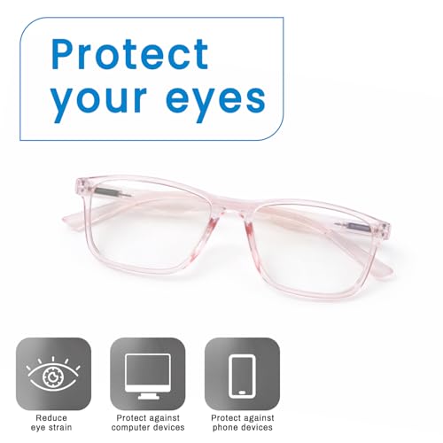 Image of UV Protection Glasses Blue Cut Blocking Harmful Rays Glasses for Men & Women Zero Power Computer Specs Eye Protection Lightweight Frame with Case & Cleaning Cloth