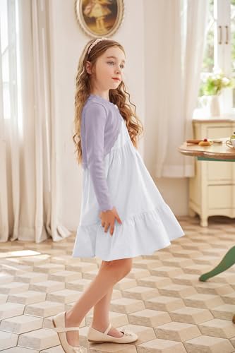 Image of Arshiner Girls Open Front Bolero Shrug Kids Long Sleeve Cropped Elegant Cardigan Knit Sweater