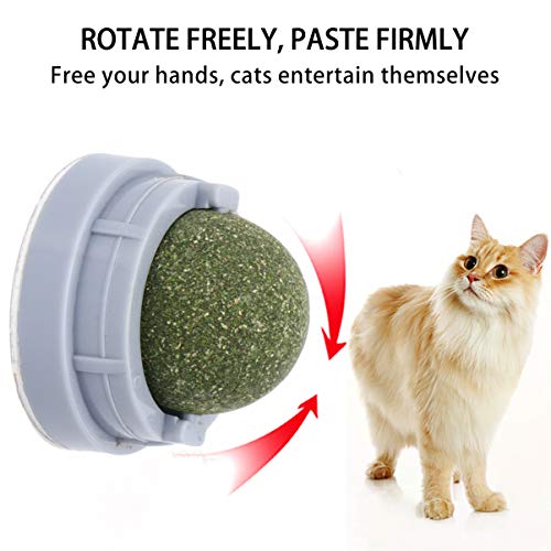 Balacoo Bola de Erva de Gato 2 peças Rotativa para Montagem de Parede Catnip Ball Brinquedos Interat