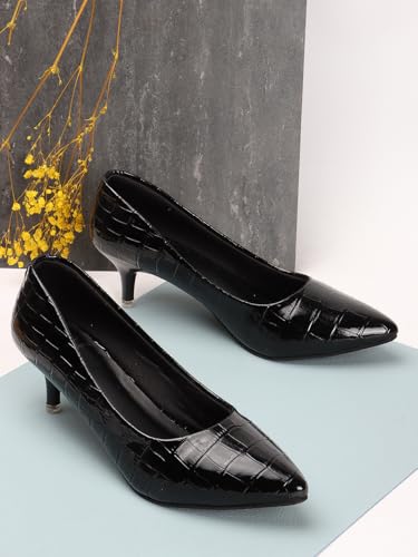 Image of Carlton London Women Stylish Slipon Pump Shoes with Stiletto Heels, Pointed Toe I Perfect for Office, Party and Formal Occassions