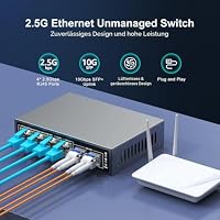 6-Port 2.5G Unmanaged Ethernet Switch, 4 x 2.5G Base-T-Ports, 2 x 10G SFP+, kompatibel mit 100/1000/2500 Mbit/s, Metall, lüfterlos, NICGIGA 2.5Gbe Netzwerk-Switch für Wireless AP, NAS, PC – Ansicht 3