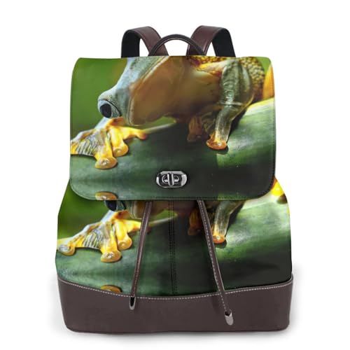 Sac à dos en cuir imprimé grenouille verte EdWal pour femme Noir