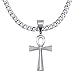 18"-36" Mens Stainless Steel Silver Egyptian Ankh Cross Pendant 6mm Cuban Curb Necklace Chain Link (22)