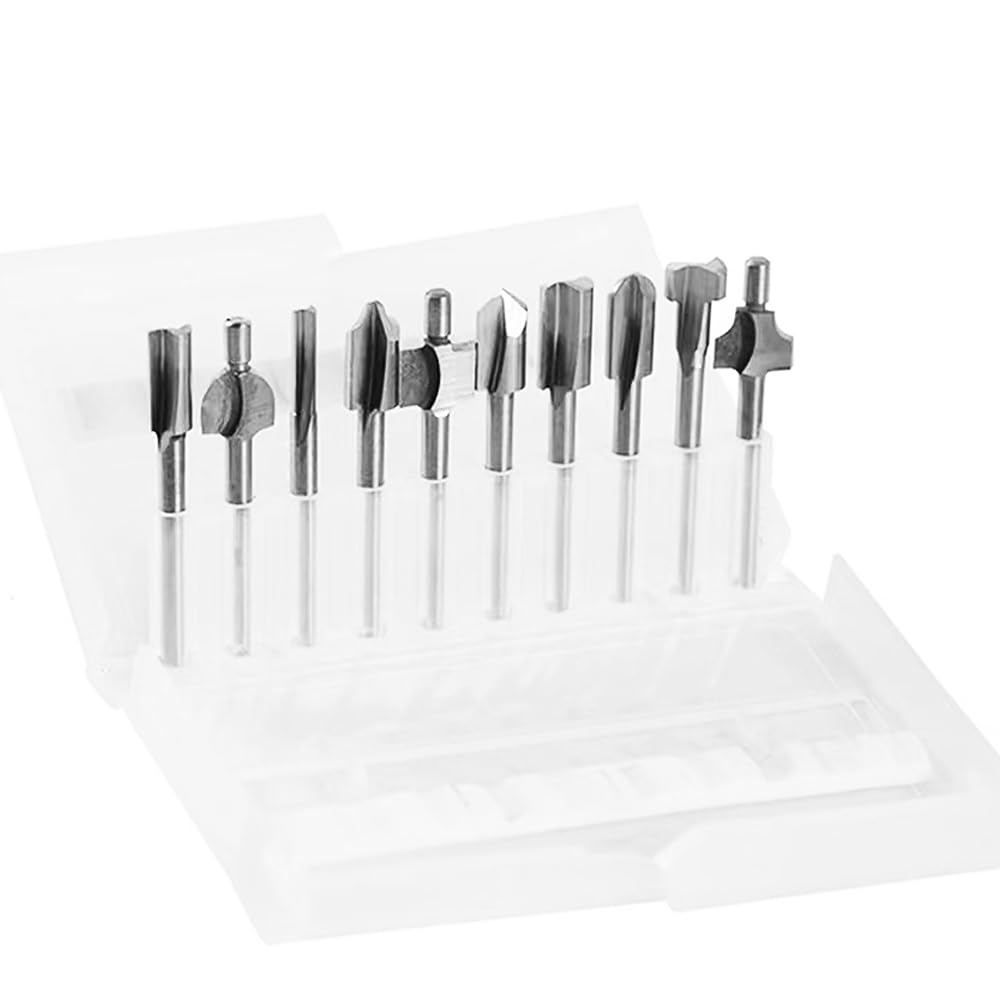 10-teiliges Fräser-Set Für Holzschnitzerei – 1/8 Zoll Schaft, Verschiedene Köpfe, Inkl. Aufbewahrungskoffer