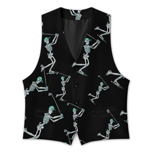 Chaleco de golf para hombre Skeleton casual de corte ajustado y cuello en V 4