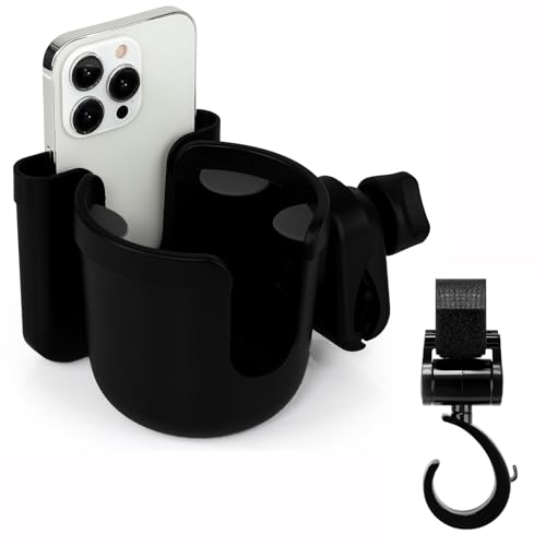 Accmor Walker Cup Holder with Hook Set 2-in-1 Wheelchair Cup Holder Bottle Holder for Walker Wheelchair Rollator Mobility Scooter