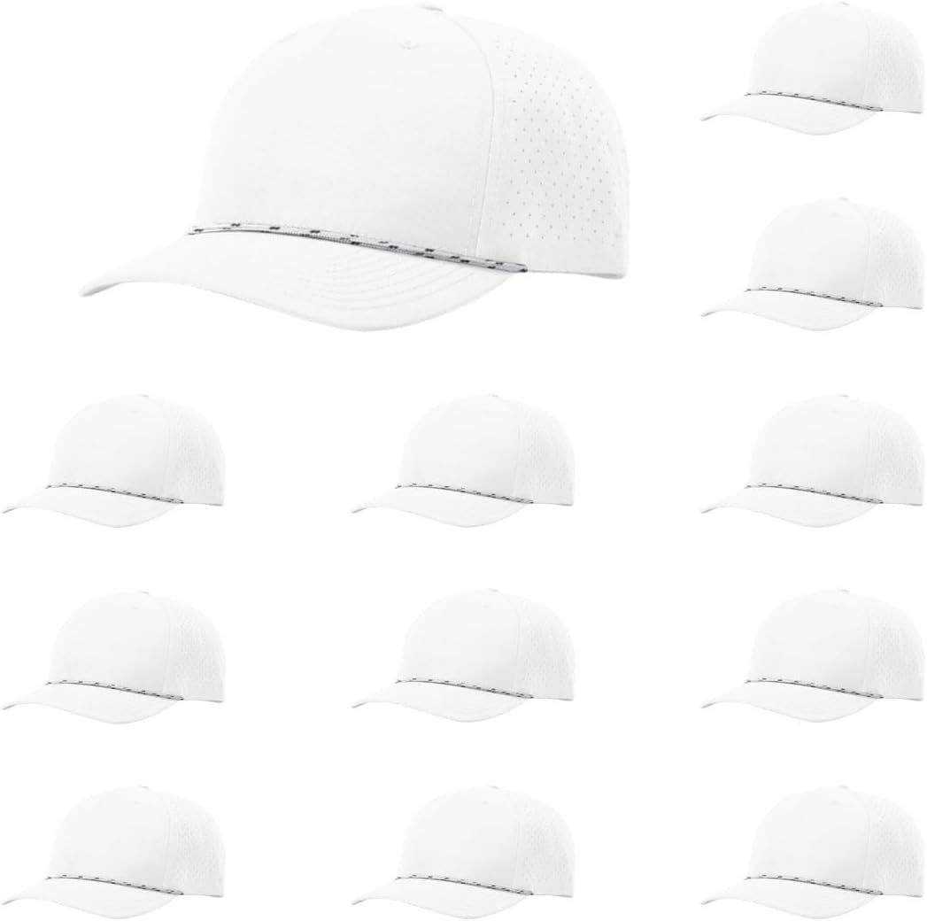 Richardson 355 Laser Perforated 5-Panel Trucker Snapback Hat |OSFM Baseball Cap w/Paracord Bill Rope | Bulk Packs Available