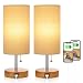 Dual USB Table Desk Lamp, Bedside Nightstand Lamp, Solid Wood Unique Lampshde,Convenient Pull Chain for Bedroom Living Room(Pack of 2)