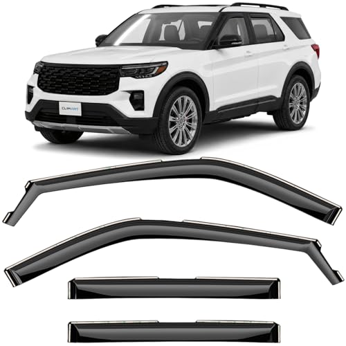 CLIM ART in-Channel Incredibly Durable Rain Guards for Ford Explorer 2020-2026, Original Window Deflectors, Vent Window Visors, Vent Deflector, 4 pcs. - 620369 by CLIM ART - Used condition - US$60.39