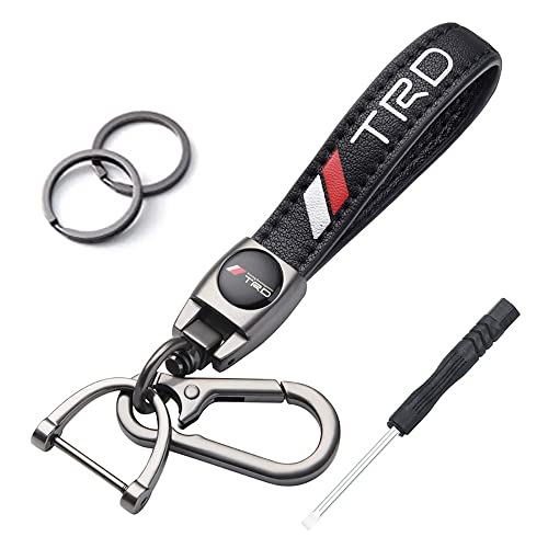 Genuine Leather Car Key chain Lanyard fit for TRD Key Ring Double Layer Keyring Anti-rust Zinc Alloy Keychains Accessories Gifts for Men Women