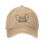 Gorra de béisbol con Estampado de Bulldog francés de Moda para Hombres y Mujeres con diseño de Cachorro Vaqueros Vintage Desgastados Lavados Snapback Ajustable para Regalos al Aire Libre de Verano