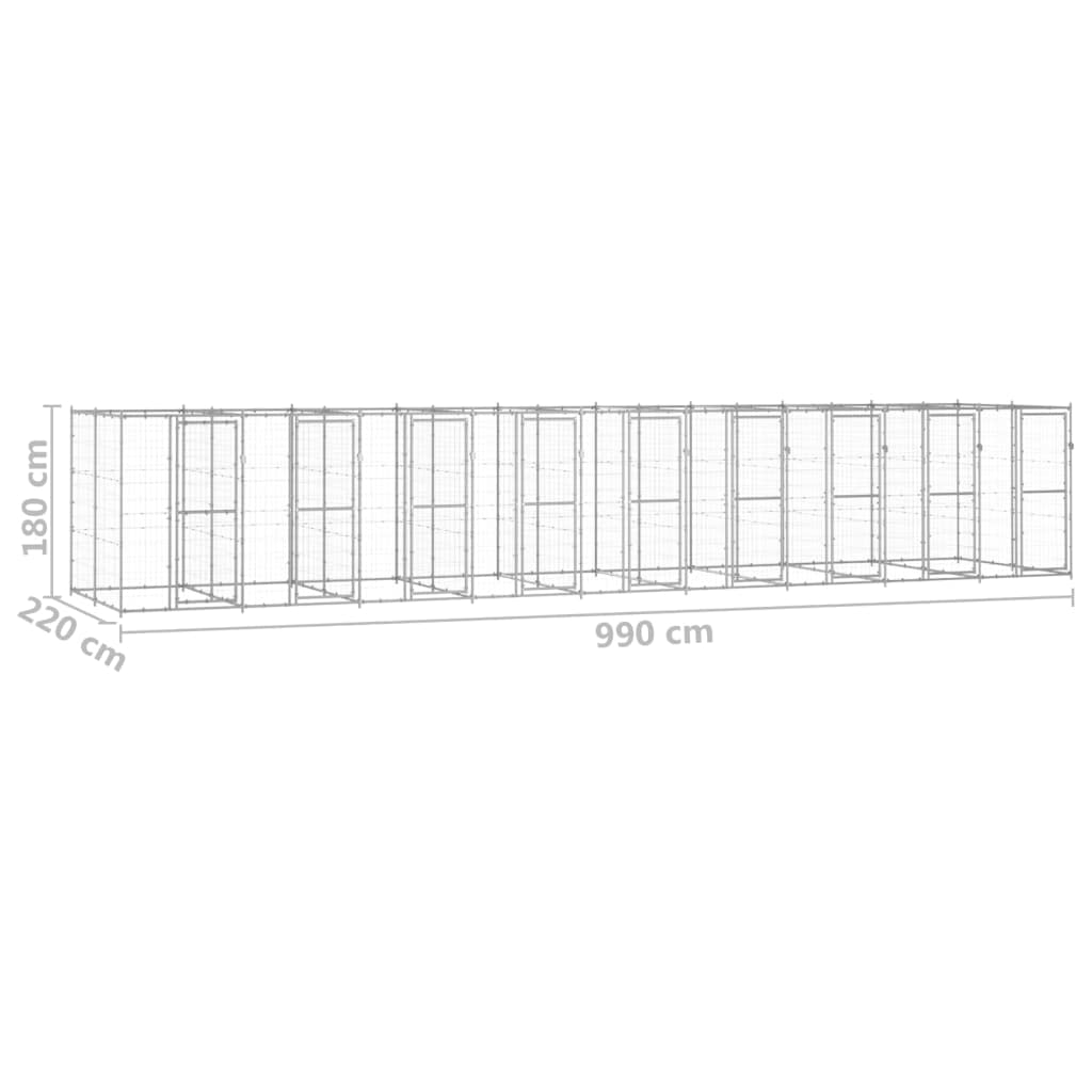 Perrera para perros de acero galvanizado de 21,78 m², plegable y ampliable con puerta con cierre, protección segura y zona de juegos para cachorros y perros en el jardín o patio