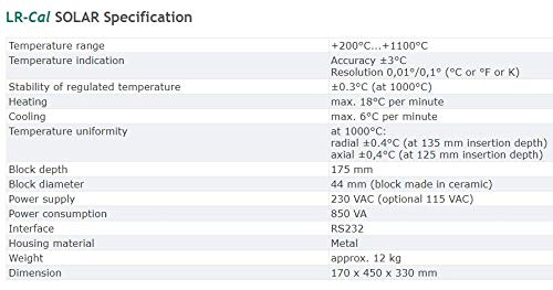 Lr-Cal Solar Dry Block Temperature Calibrator+200°C To +1100°C (Solar) #TOP1