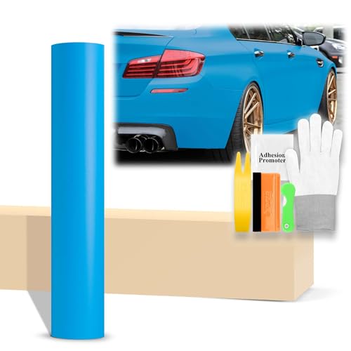 60"x96" (5FTx8FT) Matte Flat Sky Blue Vinyl Wrap Auto Car Sticker Decal Film Sheet Bubble Free Air Release Technology with Tool Kit