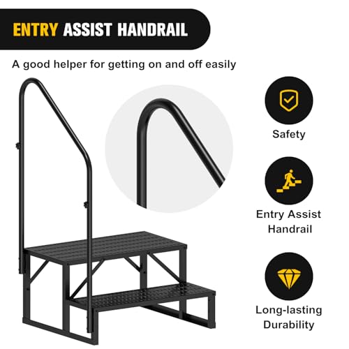 Nilight RV Steps with Handrail, 2 Steps Hot Tub Steps Outdoor RV Stairs Step Portable Mobile Motor Home Stairs for Camper Travel Trailers Dock Entry Steps 5th Wheel RV Porch with Anti-Slip Handrail by Nilight - Image 4
