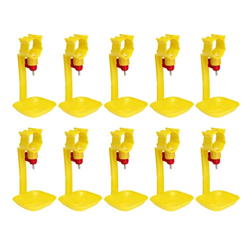 Yarnow 10PCS Chicken Water Feeder Automatic Water Drinking Cups Poultry Drinking Cups Chicken Drinker Cups for Poultry Quail Chicken Hen (Yellow)