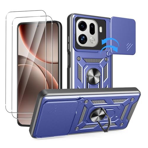 Coque OPPO Find X9 Pro en silicone TPU souple et polycarbonate bleu rigide