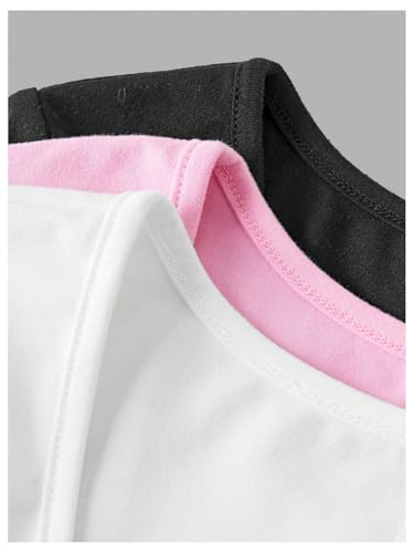 Image of SOLY HUX Girl's Square Neck Short Sleeve Fitted Tees 3 Packs Basic T-Shirts Summer Tops