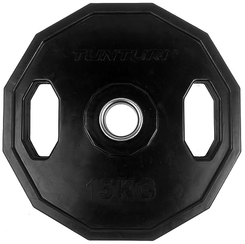 Tunturi Unisex Adult Weight Plates Olympic weigth Plate - Rubber weigth Plate 15.0kg, Single Plate - Black, 1