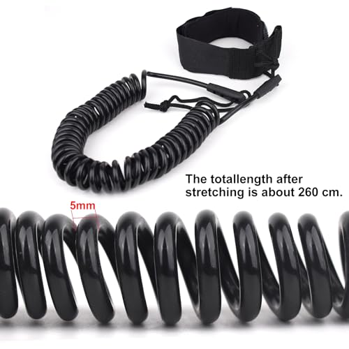 FLOWERUN Surf Leash 5mm für SUP, Fußschlaufe für Surfboard, Rutschfestes Neopren, Salzwasserbeständig, Surf Zubehör für Damen Herren Kinder (Schwarz)
