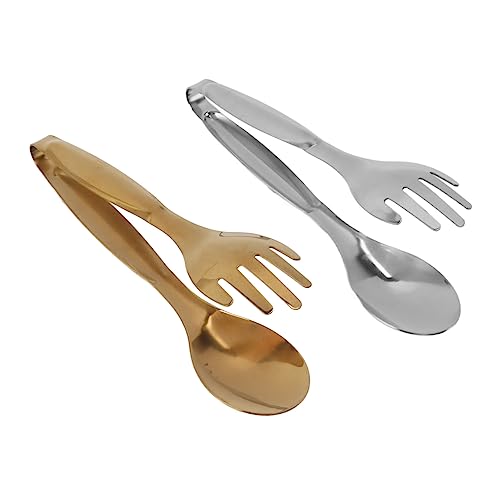 2 Uds Cuchara, Tenedor, Pinzas Pequeñas para Servir, Pinzas de Acero Inoxidable para Alimentos, Pinzas para Ensalada para Repostería, Buffet, Accesorios de Cocina