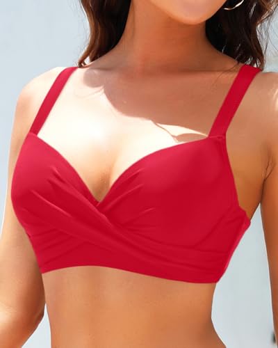 Image of Aqua Eve Women Underwire Bikini Top - Push Up Swimsuit Top Bra Padded Bathing Suit 2026 Twist Front Swimwear