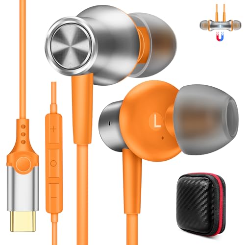 COOYA USB C �w�b�h�t�H�� HiFi �X�e���I �C���C���[ �L���C���z�� �}�C�N�{�����[���R���g���[���t�� Samsung Z Fold Flip 7 S25 Ultra A16 ���C�C���z�� iPhone 17 16 Pro iPad 10 P