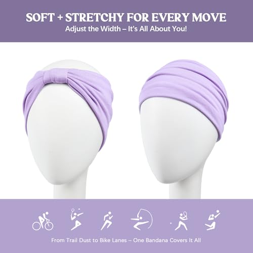 Image of Awumbuk Wide Headbands for Women Knotted No Slip Head Bands Soft Turban Headband Hair Accessories Boho African Solid Color Head Wraps for Women Yoga Workout (blue)