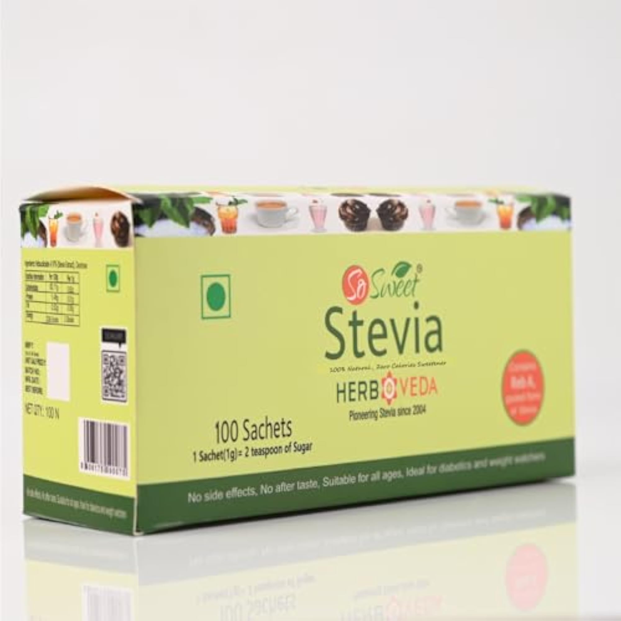 Stevia Sachets Natural Zero Calorie Sweetener, 100 Sachets