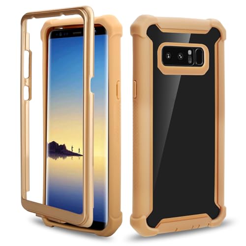 Asuwish Phone Case for Samsung Galaxy Note 8 Cover Rugged Shockproof Hard Drop Proof Full Body Protective Heavy Duty Hybrid Mobile Dual Layer Slim Cell Accessories Note8 Not S8 Gaxaly Women Men Gold