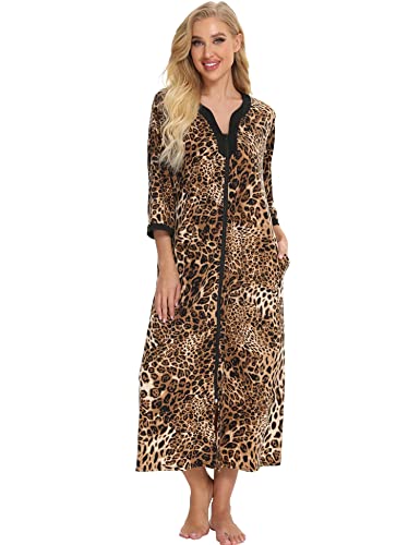 Bloggerlove House Dresses for Women Zip Up Robes Soft Cotton