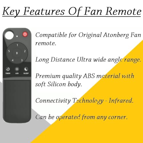 Image of Fen Remote Compatible with Atomberg Ceiling Fan Remote Control Wireless with Sleep Mode, Timer Mode and Speed Adjustment - Remote Control Kit (Fan Not Included)