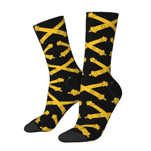 SIYTUAU The crossed cannons insignia of the US Army Field Artillery Socks For Women Men Cushion Athletic Crew Socks Casual Wicking Socks