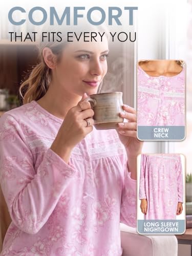 Image of Casual Nights Women's Cozy Long Sleeve Fleece Nightgown