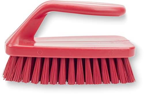 Image of SPARTA Scrub Brush with Iron Shaped Handle and Stiff Bristles, Heavy Duty Scrubber Brush for Kitchen, Bathroom, Shower, Tile, Sink, Carpet and Bakepans, Polypropylene, 6 Inches, Red, (Pack of 6)
