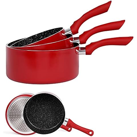 Kochtopf 3-teiliges-Set Induktion Beschichtet - Topfset Induktionsgeeignet 3 Töpfe Cover