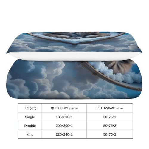 Linge de lit imprimé 3D chatons parure de couette 2 pièces luxe - 4