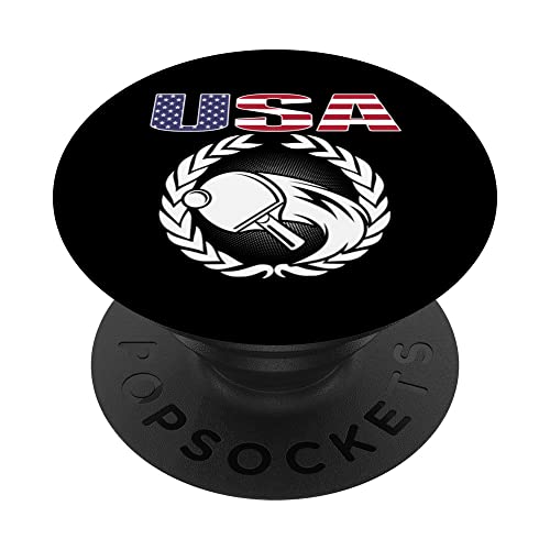 America Table Tennis Lovers - USA Flag Ping Pong Supporter PopSockets Swappable PopGrip, Black